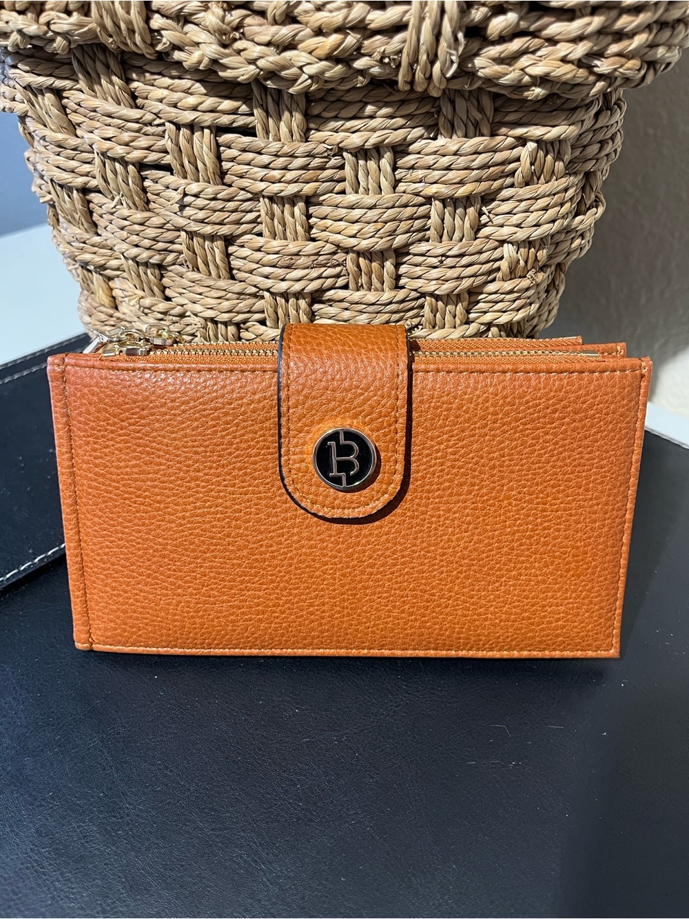 Bostonian Orange Leather Snap Wallet